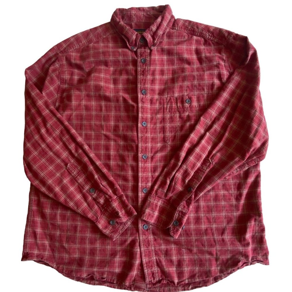 Woolrich Mens Red Plaid Button Down Shirt Flannel Pocket Size X-large - Picture 1 of 12